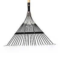 Expert Gardener Hardwood Handle 22-Tine Steel Leaf Rake, Quickly collect leaves