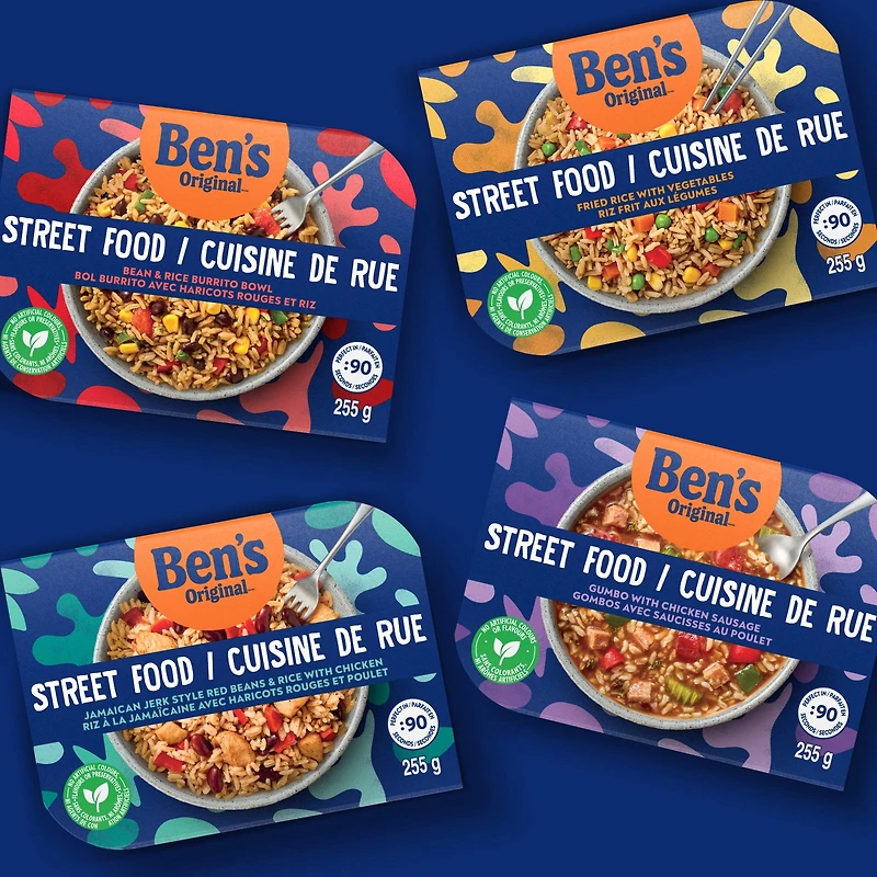 BEN'S ORIGINAL Street Food Bean & Rice Burrito Bowl, Prepared Entrée, Microwave in 90 Seconds, 255 g