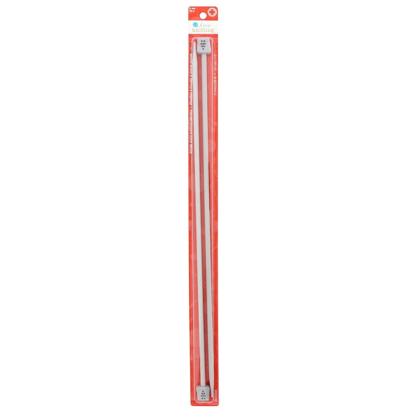 Love Knitting 12" Single Point Knitting Needles - 2 pieces, Sizes 2.25 - 10.0 mm