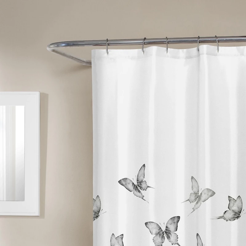 Rideau de douche décoratif en microfibre Hometrends, motif marbre ou papillon 178 cm x 183 cm
