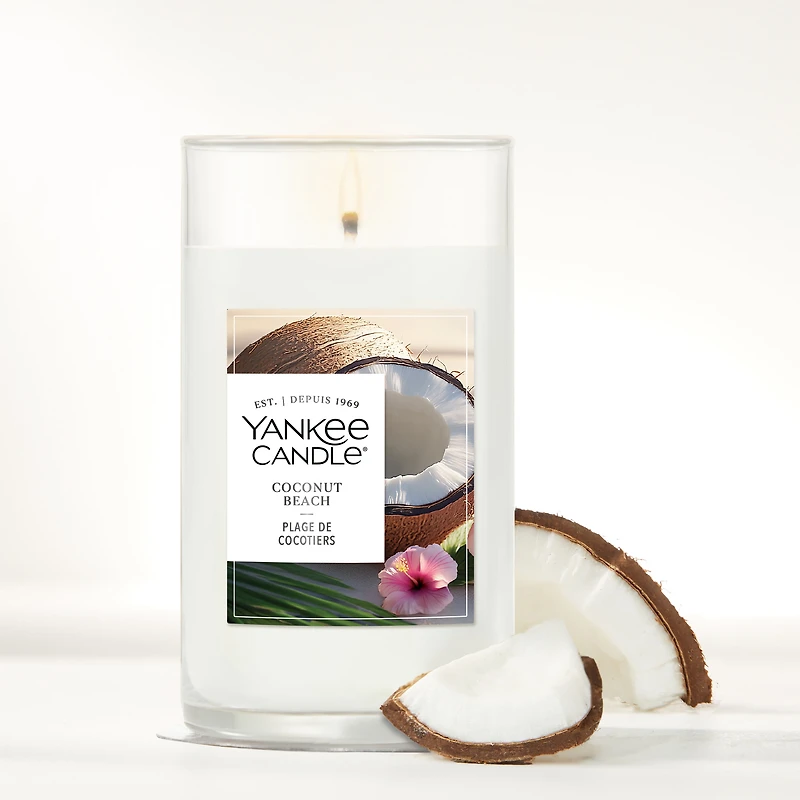 Yankee Candle Medium Perfect Pillar Candle, Coconut Beach – Scented with up to 115 Hours of Burn Time, Premium Plant Wax Blend for Consistent Long Lasting Scent from First to Last Burn