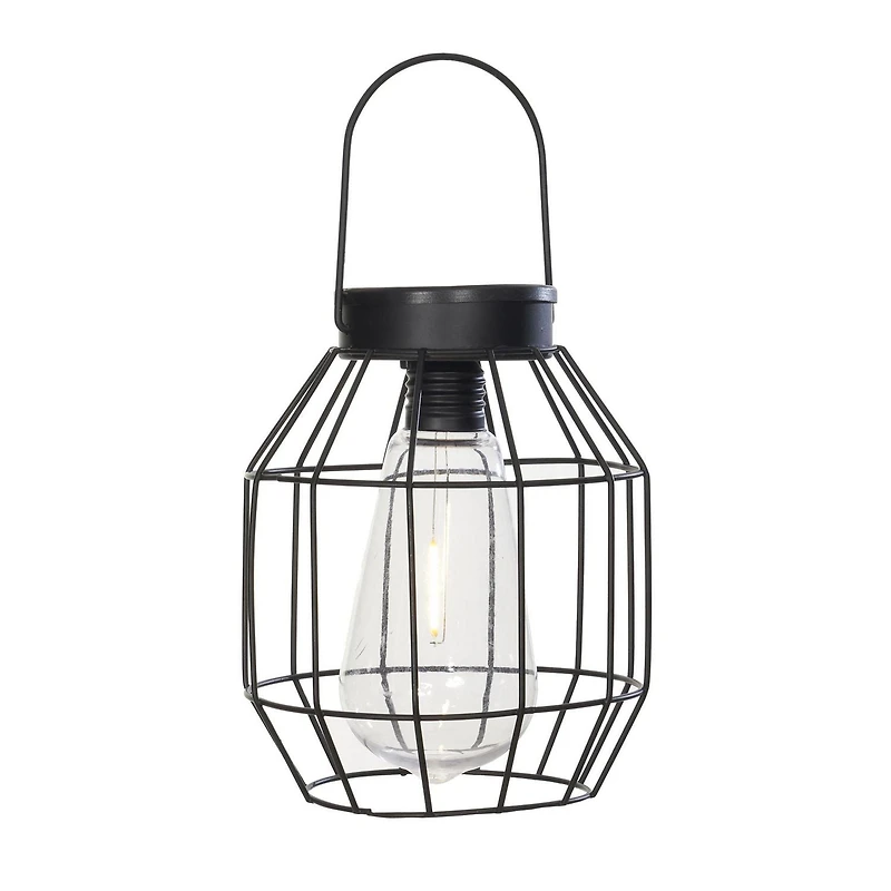 Mainstays 6.75" Black Metal Solar Powered Lantern with LED Bulb