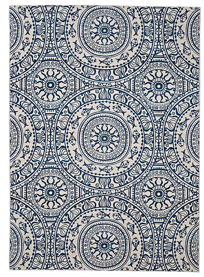 Outdoor Washable Ormond Ivory & Blue 5' x 7' Area Rug