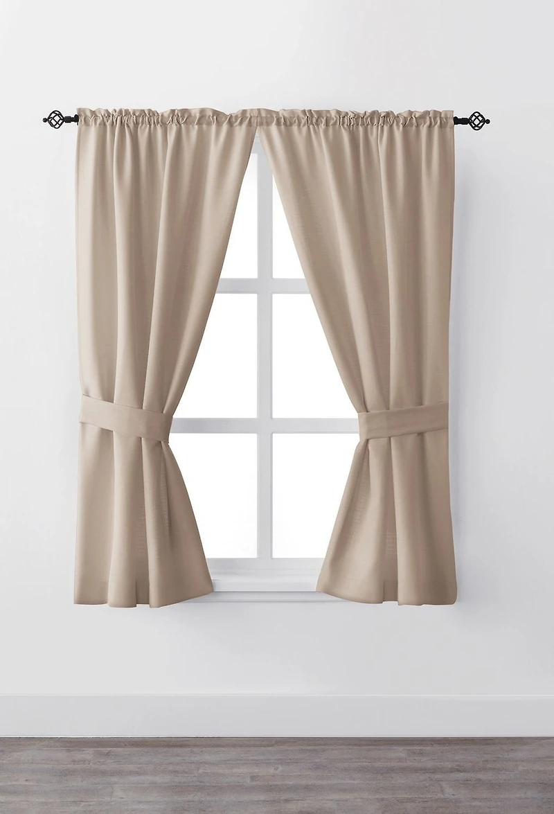 Ens. de rideaux fenêtre Bennett de Mainstays avec panneau à passe-tringle de 63 po