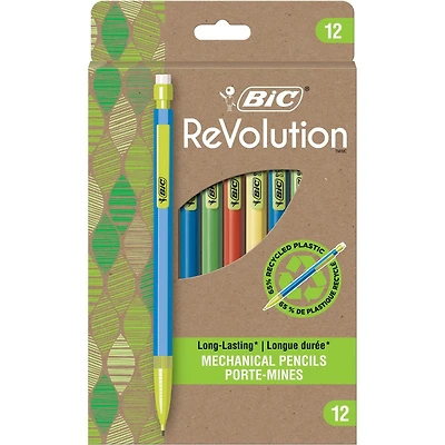 BIC Ecolutions porte-mine rétractable HB, plastique recyclé à 81 %, pointe moyenne (0,7 mm), emballage recyclé à 100 %, paquet de 12 Paquet de 12