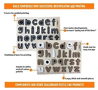 Creative Beginning Wooden Lowercase Alphabet Puzzle for Kids Ages 3-5 with Tracers & Chalkboard Base, ABC Learning Blocks Printing and Letter Matching Educational Toy
