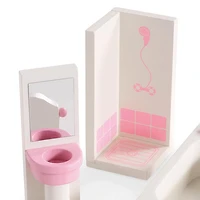 Ensemble de salle de bain en bois pour maison de poupée