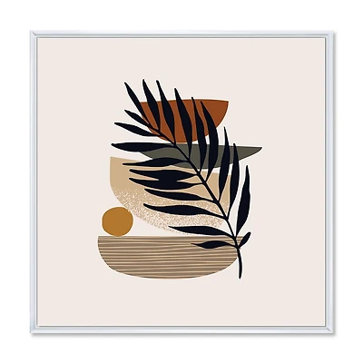 Designart Silhouettes et formes de feuilles tropicales IV ART MURAL À CADRE FLOTTÉ