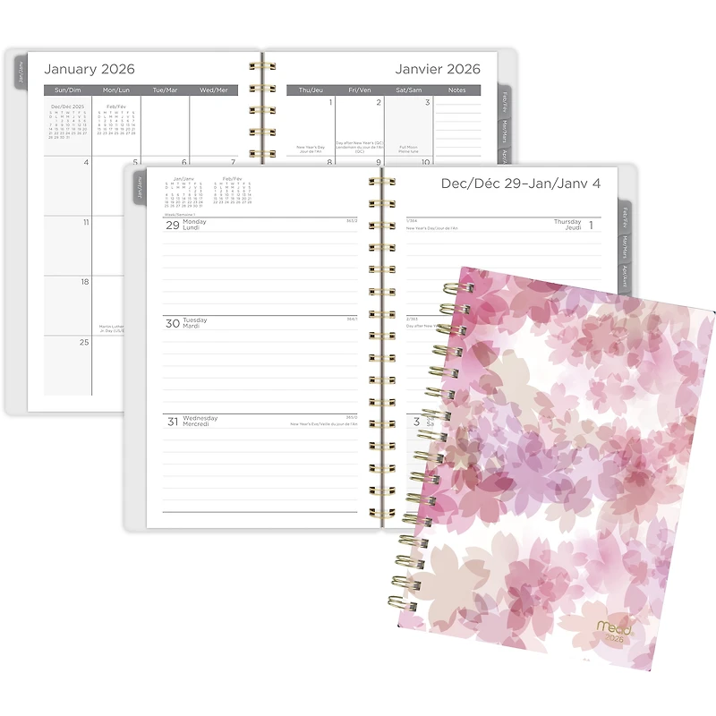 2026 Mead® Blurred Floral Pink Small Weekly Clear Poly Cover Planner, Planner