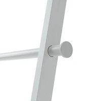 LEANA - Echelle à poser pour serviettes ou vêtements, 4 crochets latéraux, bois blanc