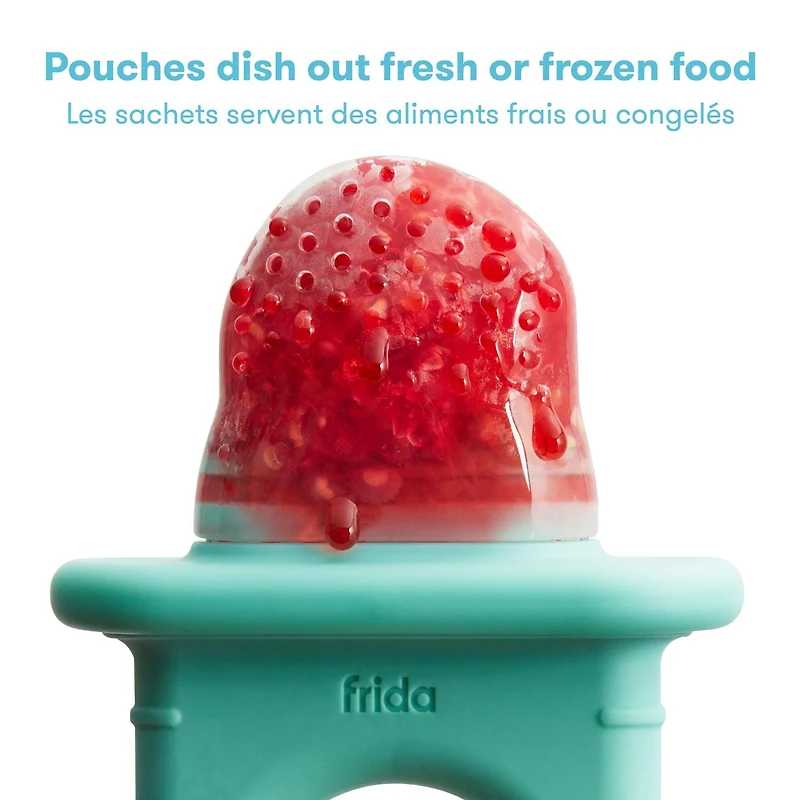 Frida Baby - Push Pop Feeder, Baby Fruit Food Feeders, Safely Introduce New Foods, Easter Basket Stuffer for Babies, Fresh + Frozen, Silicone, BPA Free, Dishwasher Safe - Teal, 1 count