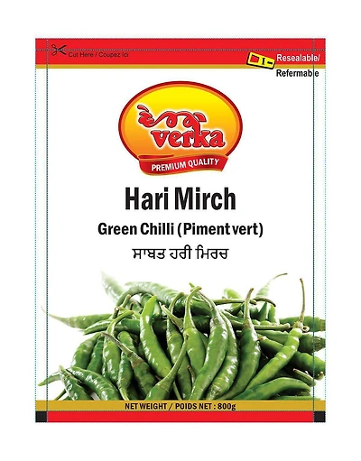 Verka Piment vert entier surgelé, 800g Qualité supérieure