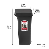 Poubelle de cuisine Rubbermaid de 49 litres avec couvercle à pédale, conteneur charbon 13 gallons