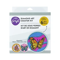 UNIQUE CREATIV CRAFT Diamond Art Coaster Kit – Butterfly, 6 pcs, Age 8+, Beginner, 10.2 cm, DIAMD COASTER BTRFLY