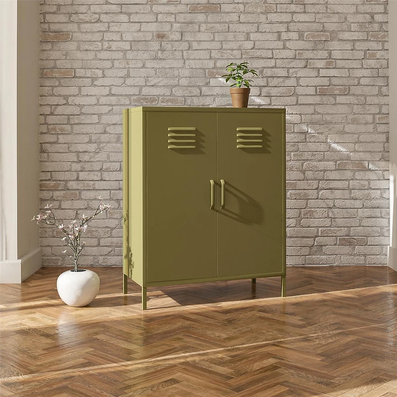 Ameriwood Home Bentley Metal Locker End Table, Olive Green