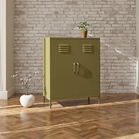 Ameriwood Home Bentley Metal Locker End Table, Olive Green
