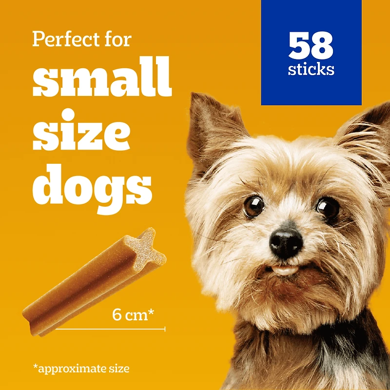 Gâteries de soins buccodentaires PEDIGREE DENTASTIX Mini saveur originale, 58 bâtonnets, sachet de 396 g
