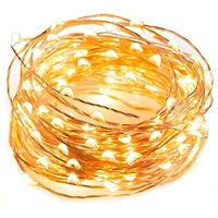 Corde de lumières DEL extérieures en cuivre à énergie solaire de Sharper Image
