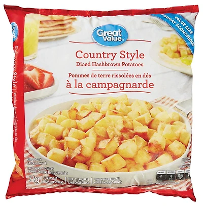 Great Value Country Style Diced Hashbrown Potatoes, 2 kg