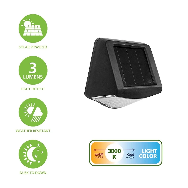Mainstays Lampe de marche LED noire à alimentation solaire, 3 lumens Lampe de marche Mainstays 3L