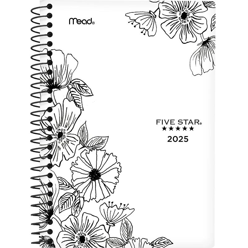 Petit agenda blanc à lignes florales Five Star Planificateur