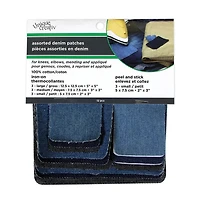 Assortiment de pièces en denim thermocollantes Unique Creativ 12 mcx