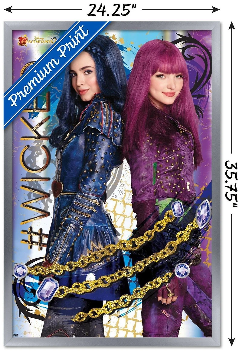 Disney Descendants 2 - Wicked Wall Poster, 14.725" x 22.375" Framed