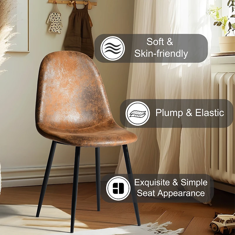 Homy Casa Set of 4 Upholstered Accent Chairs with Metal Frame for Living Room Lounge Use, Brown Faux Suede