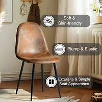 Homy Casa Set of 4 Upholstered Accent Chairs with Metal Frame for Living Room Lounge Use, Brown Faux Suede