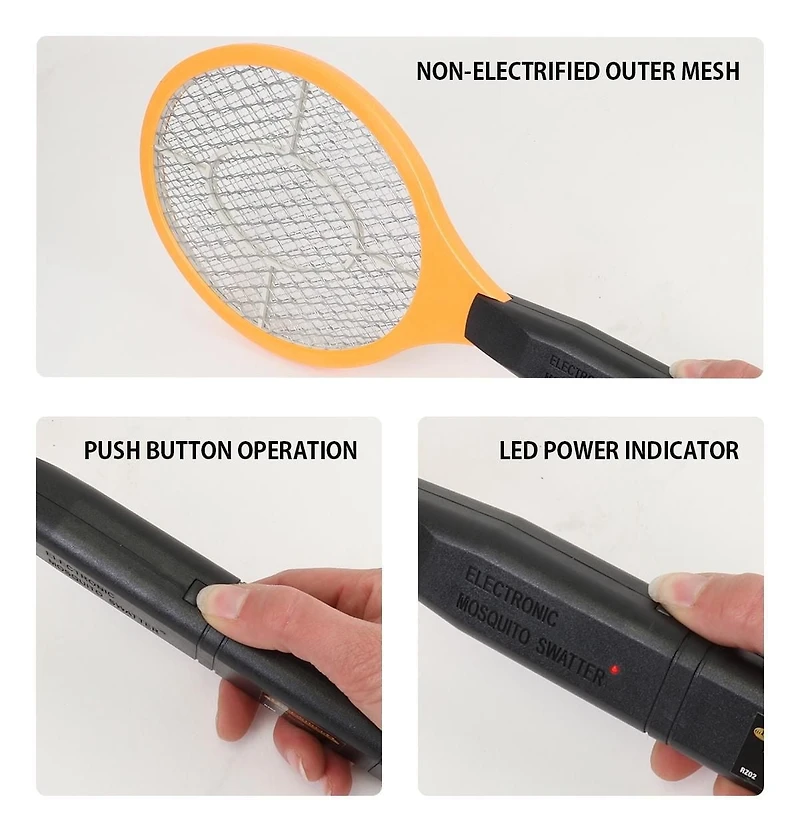 Bite Shield Raquette Zapper Électronique, Tue-Mouches et Insectes Efficace pour l'Extérieur