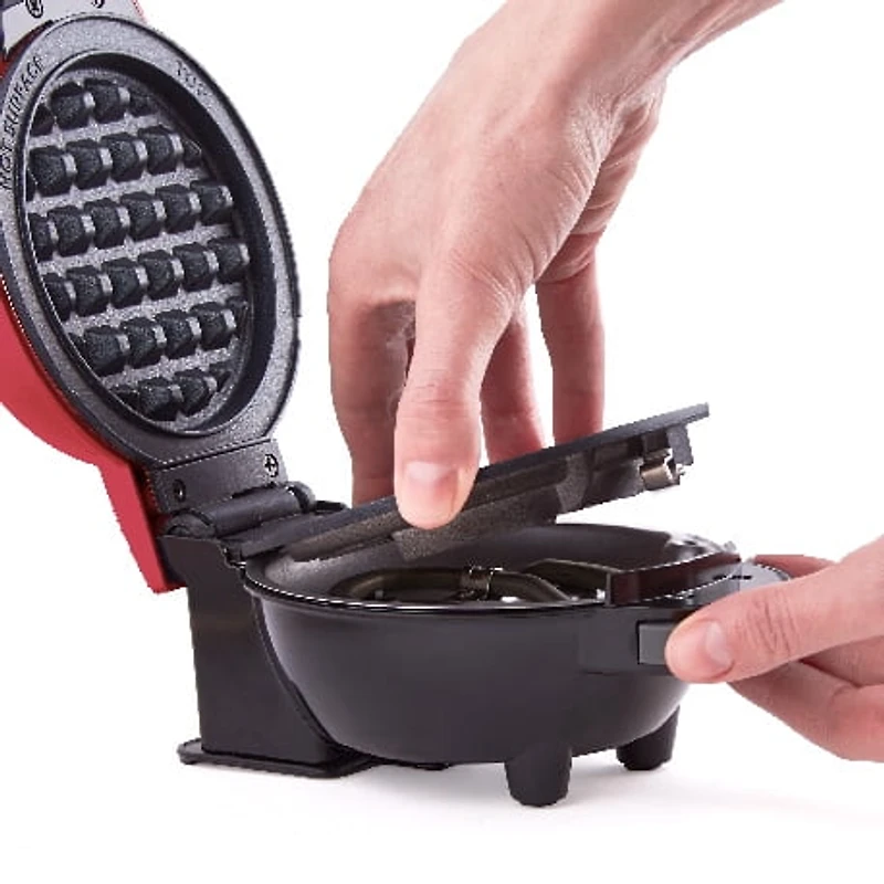 Dash Système Mini Multimaker – Gaufrier Avec Cinq Plaques Amovibles De 10 Cm : Gaufrier Et Plaque De Cuisson, Mini Gaufrier 4-En-1 Pour Enfants Et Familles, Rouge