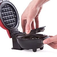 Dash Système Mini Multimaker – Gaufrier Avec Cinq Plaques Amovibles De 10 Cm : Gaufrier Et Plaque De Cuisson, Mini Gaufrier 4-En-1 Pour Enfants Et Familles, Rouge