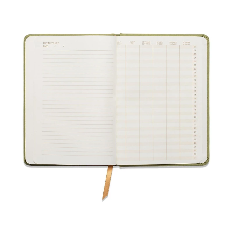 Carnet Think Ink à couverture rigide en tissu vert avec paillettes dorées – 13,3 x 18,4 cm, 160 pages, idéal pour les adolescents et les adultes à la maison, à l'école ou au travail