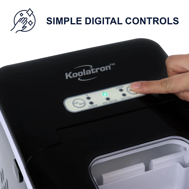 Koolatron KIM-26 Fabricant de glaçons compact pour comptoir avec commandes numériques, production rapide de glaçons pour la maison et le bureau
