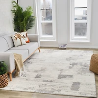 Rug Branch Nimbus Abstract Indoor Area Rug, Cream Grey, Modern - Living Room, Bedroom, Dining Room, and Kitchen