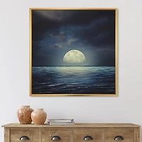 Designart Super Moon Over The Sea II FLOAT FRAME WALL ART