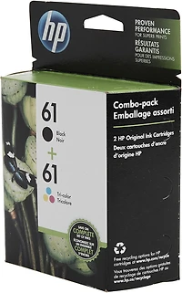Paq. de 2 cartouches d'encre HP 61 noire et tricolore Noir