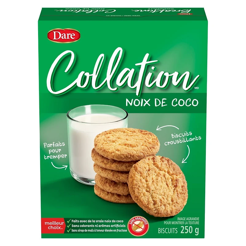 Breaktime biscuits à la noix de coco 250g, Dare Foods, fabriqué au Canada, sans arachides 250g