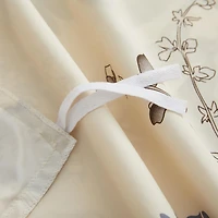 Literie Marina Décoration douce, soyeuse et riche en rayonne de bambou imprimée, toutes saisons, housse de couette, drap-housse, avec fermeture éclair et lien d'angle, motif floral chrysanthème bleu