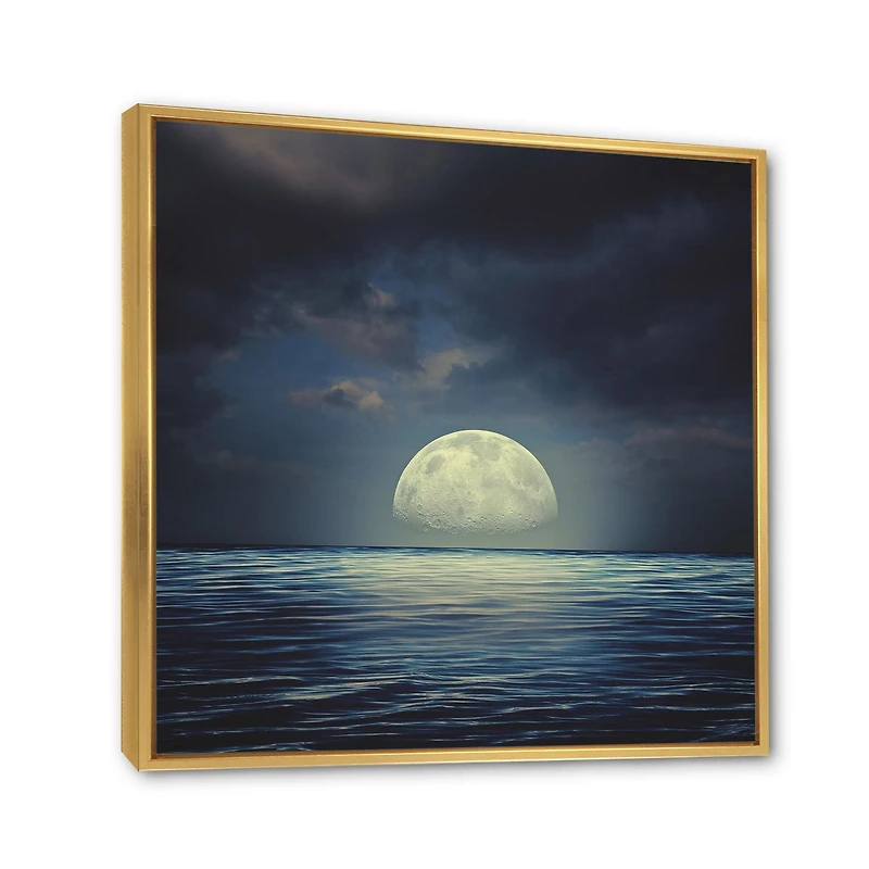 Designart Super Moon Over The Sea II FLOAT FRAME WALL ART