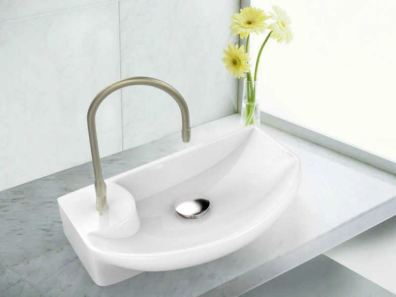 American Imaginations 17.75-in. W Above Counter White Bathroom Vessel Sink Set For 1 Hole Left Faucet AI