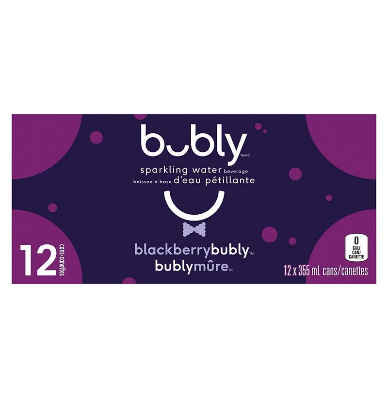 Bubly Blackberry Sparkling Water 12 x 355mL, Cans, 12x355ml