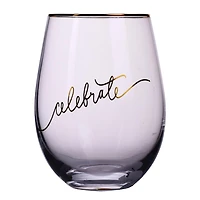 Brillant design Clear Stemless Wine Glass/ multi-purpose stemless wine glass- CELEBRATE