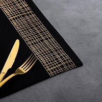 Thyme & Table Black and Gold Cross Hatch Placemat, Textiles