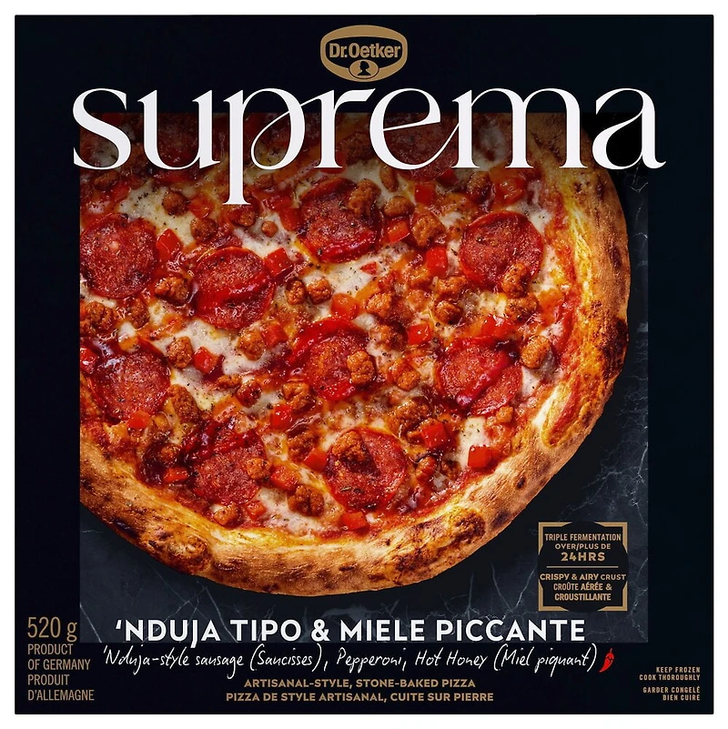 Dr. Oetker Suprema 'Nduja Tipo & Miele Piccante Frozen Neapolitan Pizza - 520G, Suprema - 520G 'Nduja Tipo