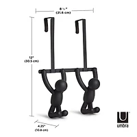 BUDDY HOOK - Patère murale ou dessus de porte avec 2 crochets, métal et plastique noir