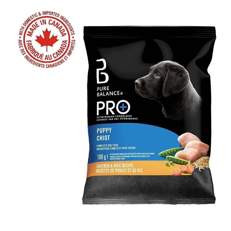 Pure Balance Pro+ Chiot, Recette Poulet et Riz Brun Nourriture Sèche pour Chien 100 g, 3,5 kg