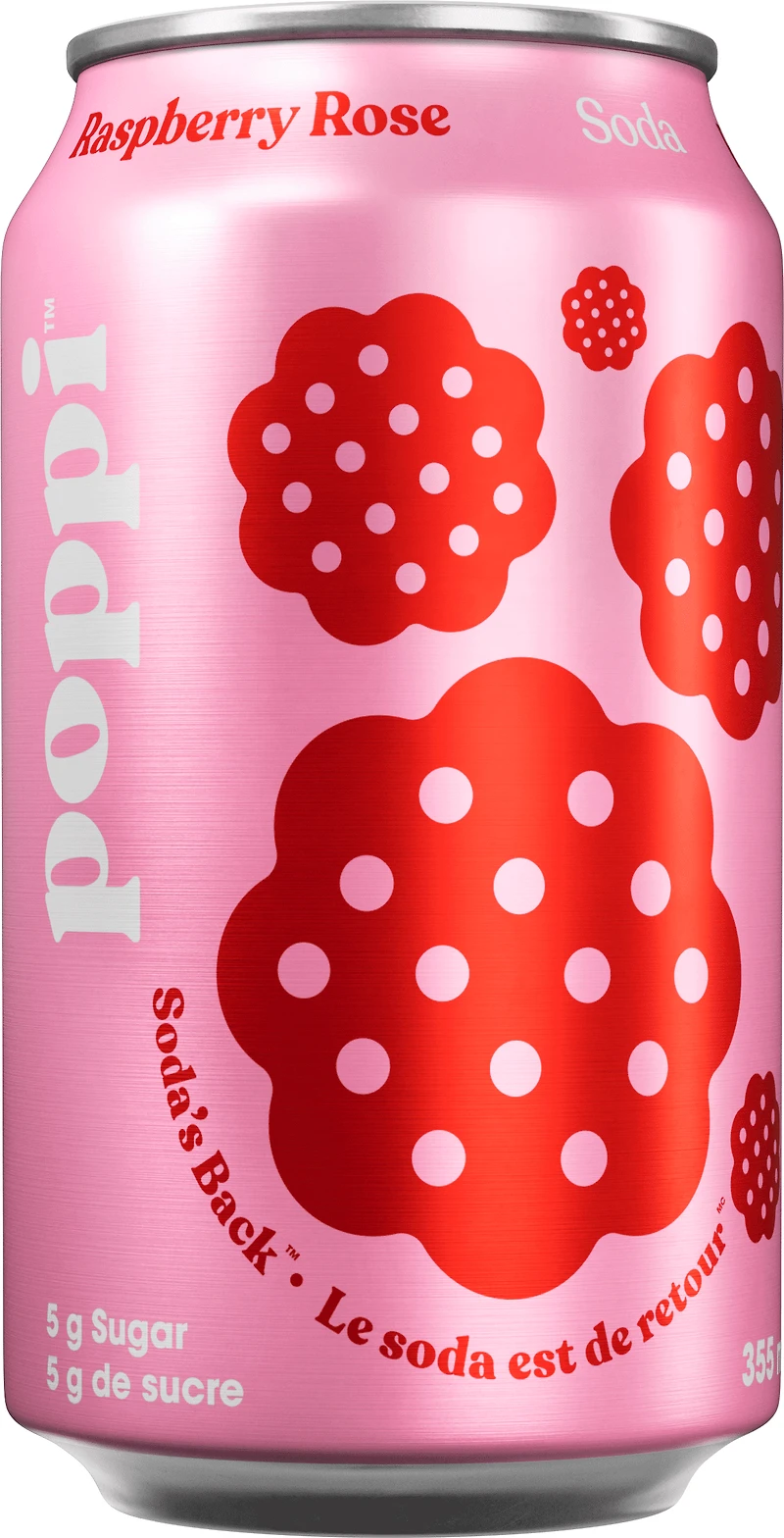 poppi RASPBERRY ROSE 355 mL Can, poppi Raspberry Rose 355 mL Can