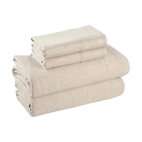 Mainstays Extra Soft Adult Jersey Bed Sheet Set, Queen, Oatmeal, 4 Pieces, Jersey Sheet Set Cotton and Polyester