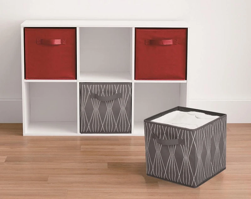 Panier de rangement en tissu Mainstays - Pliable, idéal pour la chambre d'enfant, la salle de jeux, le placard et l'organisation de la maison Taille assemblé : 26.7cmx26.7cmx27.9cm; Plusieurs couleurs en option.